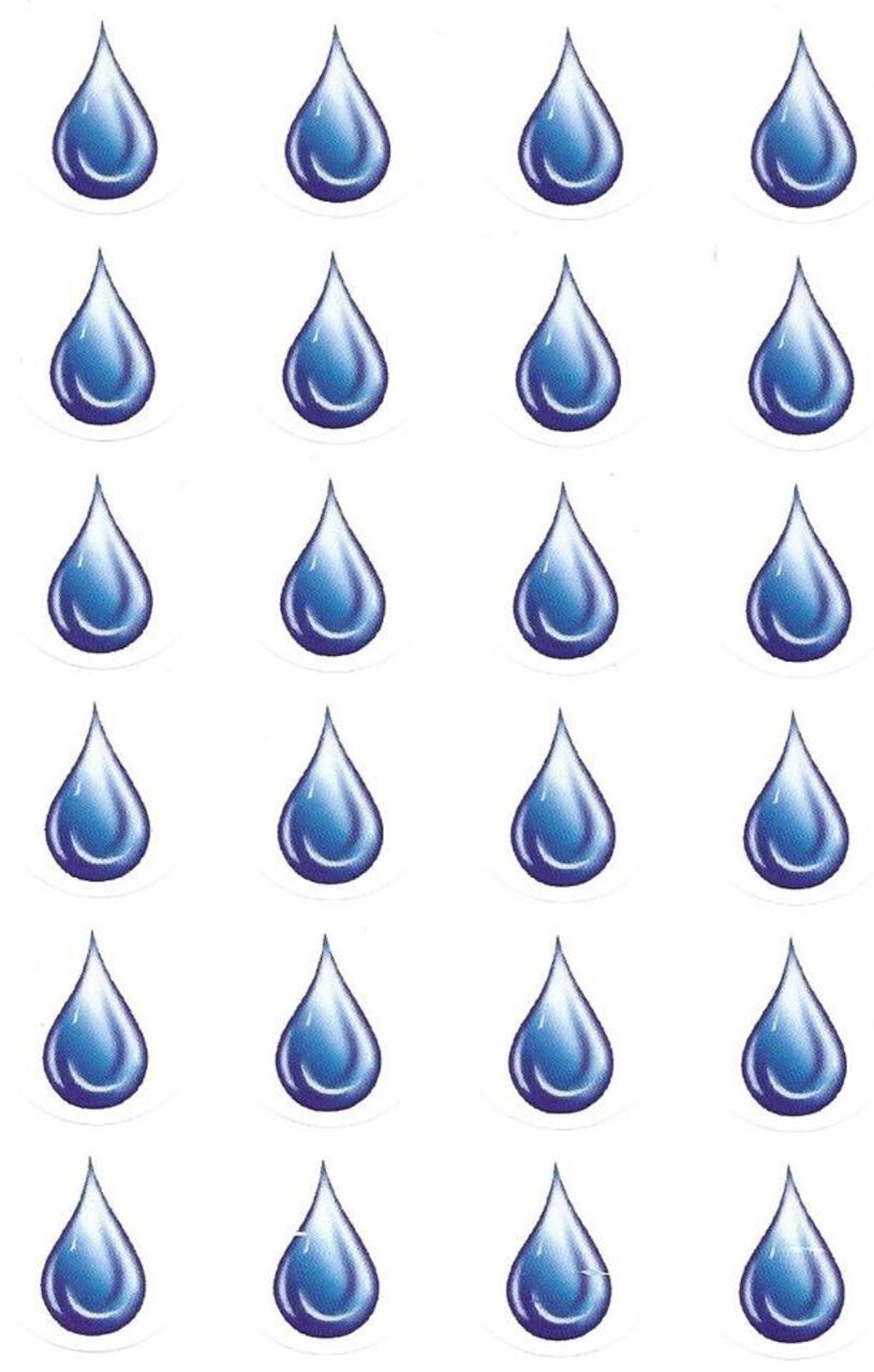 Raindrop Stickers – 240 Pack, 1" Large | 10 Sheets of Blue Water Drop Stickers for Crafts, Rewards, and Classrooms